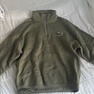 Lacoste Olive Green Half-Zip Pullover Sweatshirt